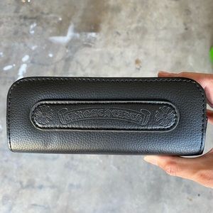 Chrome Hearts black leather sunglass eyeglass case